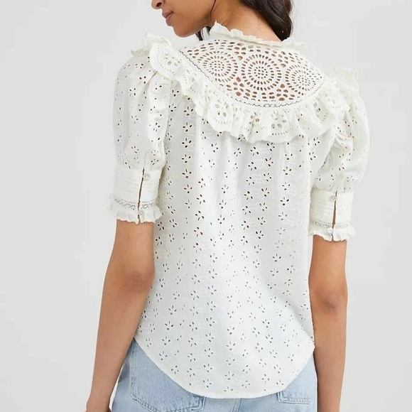 Maeve NWT Anthropologie Cream Lace blouse Size 14 - Picture 2 of 7